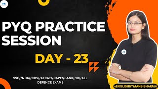 PYQs Practice Series  Day 23  PYQs  CDS  NDA  AFCAT  SSC  BANK  TA  CDS 1 2024  NDA 1 2024 [upl. by Gean]