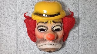 Vintage 1960s or 1970s Topstone Emmett Kelly  Hobo Clown Halloween Mask  with Hair [upl. by Vinna]