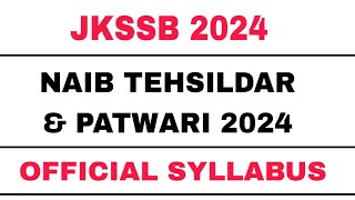 JKSSB 2024 NAIB TEHSILDAR amp PATWARI  EXPECTED SYLLABUS BY AAFAQ SIR [upl. by Heda936]