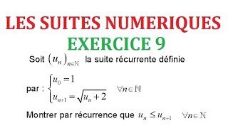 Les suites numériques 1bac exercice 9 [upl. by Clay]