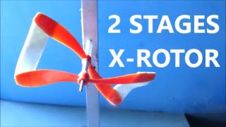 FIRST nonplanar X turbine formed by 2 props connected with tip blades reduced drag at air amp water [upl. by Gadmann805]