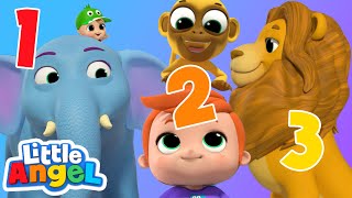 5 Animals At The Zoo  More Nursery Rhymes amp Kids Songs  ABCs and 123s  Learn with Little Angel [upl. by Kieryt]