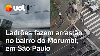 Ladrões fazem arrastão em avenida do bairro Morumbi em São Paulo vídeos flagram confusão [upl. by Innig]