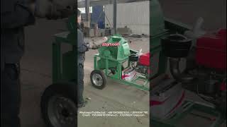 Diagonal wood chipper moving wood chip machine diesel power sawdust machine [upl. by Flora]