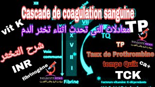 TP Taux de Prothrombine ou temps Quik cascade de coagulation TPTCK شرح نظري لتحليل تخثر الدم وتجلط [upl. by Bridge249]