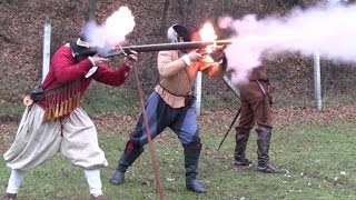 Matchlock and wheellock firing according to authentic French 17th century regulations [upl. by Zsamot516]