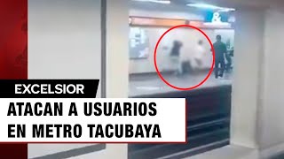 Momento exacto del ataque a usuarios en Metro Tacubaya CDMX [upl. by Aehta]