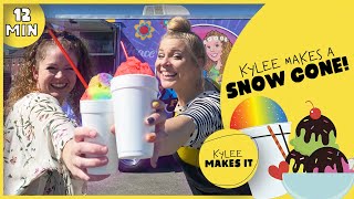 Kylee Makes a Snow Cone See Inside an Ice Cream Truck and Learn How to Make a Snow Cone [upl. by Cohligan450]