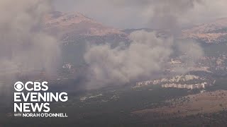 Israel Hezbollah exchange border fire one day after Beirut attack [upl. by Yalcrab]