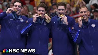 Team USA wins gold on Day 1 of Paris Olympics [upl. by Ahsilad942]