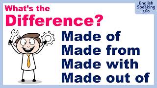 Difference between MADE OF  MADE FROM  MADE WITH  MADE OUT OF Super Useful English Grammar [upl. by Anniahs212]