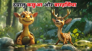 दयालु कछुआ और बारहसिंघा  DAYALU KACHUA KI KAHANI  HINDI STORIES  HINDI KAHANIYA  CARTOON STORY [upl. by Netsuj]