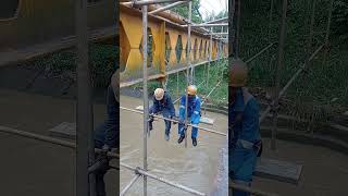 Scaffolding installation work pipeline shortvideo shorts timework scaffolding [upl. by Jotham]