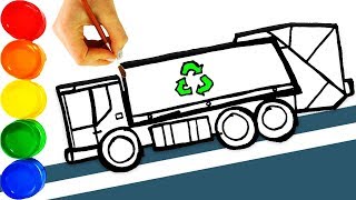 Drawing Recycling Truck  Waste Management Vehicle  Painting Trucks for Kids [upl. by Ahsikym]