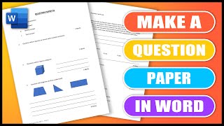 How to make a QUESTION PAPER in word  EXAM PAPER in Word [upl. by Gowon875]