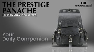 Prestige Panache Black Leather Backpack  Handmade World  Leather Backpack  Shoulder Bag [upl. by Tnairb731]