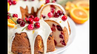 Easy Christmas Cranberry Bundt Cake With Sour Cream And Orange Glaze [upl. by Knowland632]