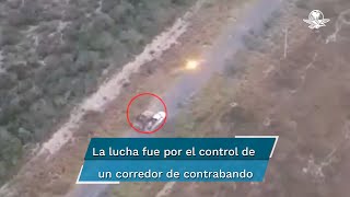 Enfrentamiento entre Cártel del Golfo y Cártel del Noroeste es captado por dron en Tamaulipas [upl. by Viki]