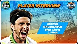 🎾Arthur Rinderknech after win vs JJ Wolf  ATP Atlanta Open 2024 [upl. by Olivann]