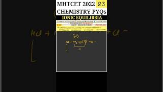 IONIC EQUILIBRIA  MHTCET 2022 PYQs  Q103  12th Chemistry shortsmhtcet mhtcetpyqs hsc [upl. by Hearsh]