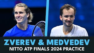 Alexander Zverev amp Daniil Medvedev Full Practice Set  Nitto ATP Finals 2024 [upl. by Jillene]