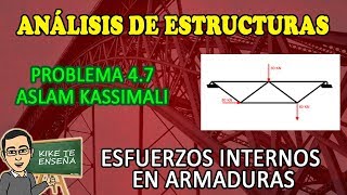 PROBLEMA 47 ASLAM KASSIMALI  ESFUERZOS INTERNOS EN ARMADURAS [upl. by Drofdeb]