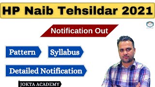 HP Naib Tehsildar 2021 notification  20 Posts  Detailed Notification  Jokta Academy [upl. by Annad241]