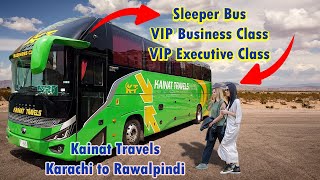 Karachi to Rawalpindi Kainat travels  Sleeper Business Bus [upl. by Russi]