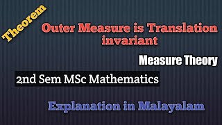 Outer Measure is Translation Invariant  Measure Theory  2nd MSc Maths  Calicut University [upl. by Leivad]