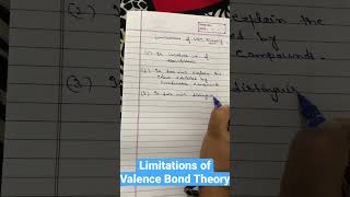 limitations of valence bond theory youtubeshorts viralshort ytshorts [upl. by Naitsyrk535]