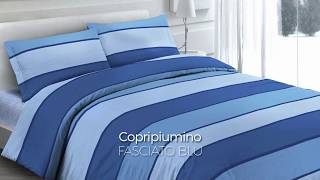 Copripiumino In 100 Cotone Disegno Fasciato Colore Blu [upl. by James958]