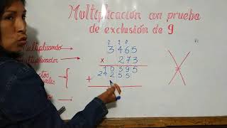 MULTIPLICACIÓN CON PRUEBA DE EXCLUSIÓN DE 9 [upl. by Bruis928]