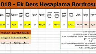 2019 EXcell de Ek ders Hesaplama Tablosu Konu anlatımı [upl. by Ru855]