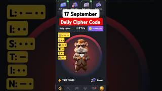 17 September Cipher Code Hamster Kombat Today daily reward Delhi cyber code Daily Combo shorts [upl. by Teufert400]