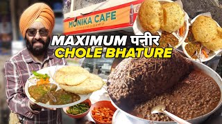 सबसे ज़्यादा Paneer वाले Chole Bhature  Monika Cafe Vikaspuri  Delhi Street Food [upl. by Feriga]