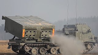 Multiple Launch ROCKET System IN ACTION British Army LIVEFIRE TRAINING exercise Dynamic Front [upl. by Byers]