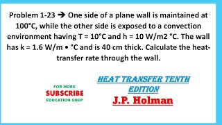 Problem 125 Calculate the heattransfer rate through the wall [upl. by Nimzaj873]