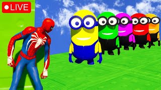 GTA 5  RED SPIDERMAN VS RED MINION VS GREEN MINION  Spiderman Funny Moments [upl. by Ellekcim]