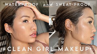 glowy waterproof amp sweat proof summer makeup  ✨ CLEAN GIRL LOOK ✨ [upl. by Mady]