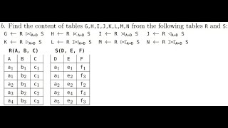 Find the content of tables G H I J K L M N from the following tables R and S G R XAD S H R X [upl. by Langsdon]