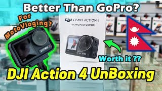 DJI Osmo Action 4 Unboxing in Nepali  Vlogging Camera  Better then Gopro Hero [upl. by Uriisa]