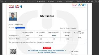 TCS NQT 2022 RESULT 93 How To Download Score Card March April June October Cycle [upl. by Sivartal57]