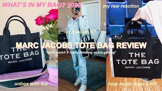 MARC JACOBS TOTE BAG REVIEW  UNBOXING WHAT FITS INSIDE IS IT WORTH IT what’s in my bag 2022 [upl. by Cummings773]