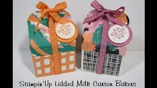 StampinUp Lidded Milk Carton Gift Box with Playful Palette DSP [upl. by Enilra475]