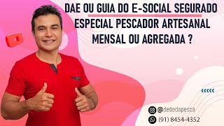 DAE OU GUIA DO ESOCIAL SEGURADO ESPECIAL PESCADOR ARTESANALMENSAL OU AGREGADA [upl. by Yvad]