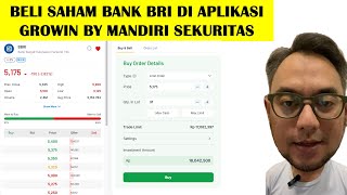 CARA BELI SAHAM BANK BRI DI APLIKASI GROWIN by MANDIRI SEKURITAS [upl. by Dorolice]