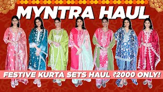 MYNTRA HAUL  MOST BEAUTIFUL FESTIVE KURTA SETS UNDER 2000  Swarda Thigale [upl. by Quartas724]