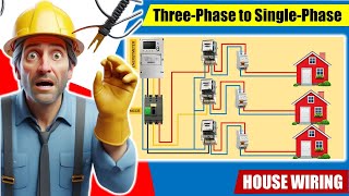 ThreePhase to SinglePhase Electricity Distribution Complete Connection Diagram Guide [upl. by Airdnaid488]