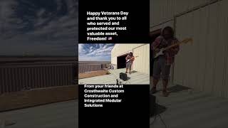 National anthem from the top of a shipping container home under construction for Veterans Day [upl. by Leamsi833]