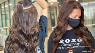 How to install hand tied hair extensions Waterfall method invisible bead method  NBR [upl. by Jason]